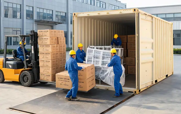 Export container loading for outdoor furniture project shipments