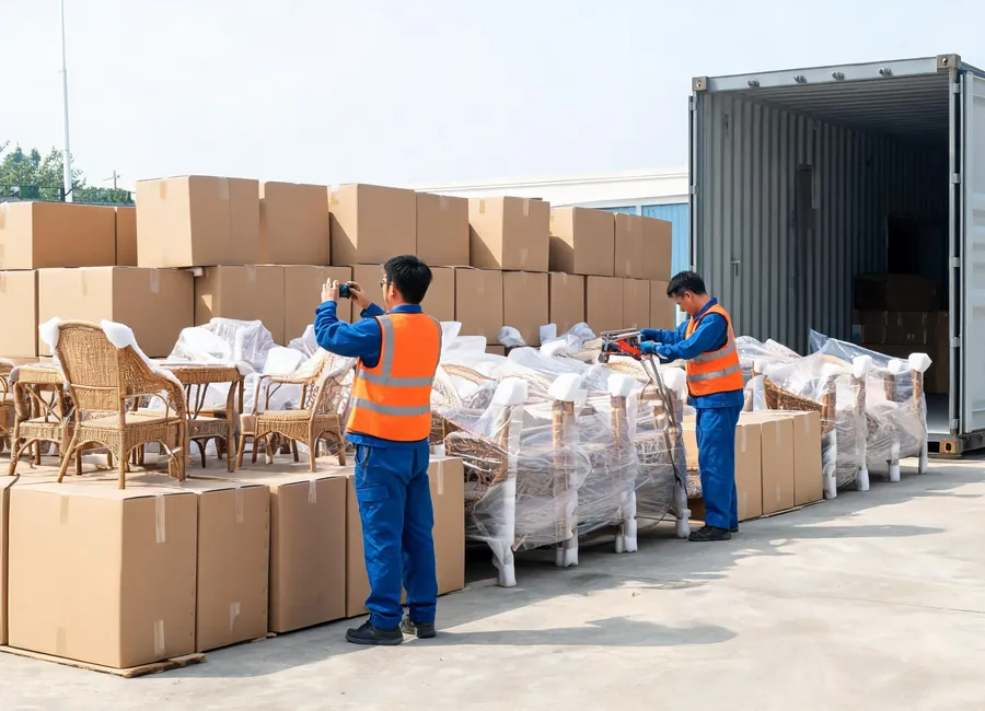 Supervision of export packaging and container loading for commercial outdoor furniture.