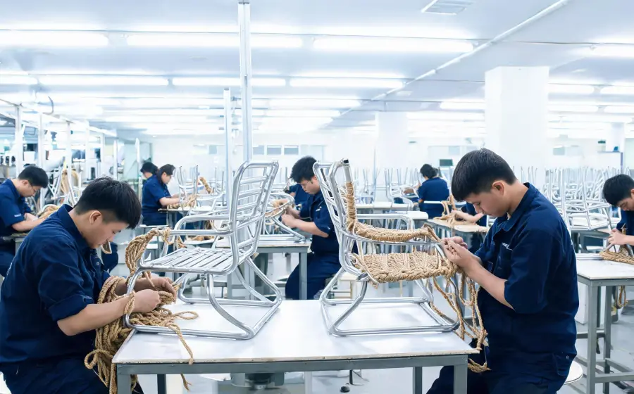 Outdoor furniture rope weaving workshop