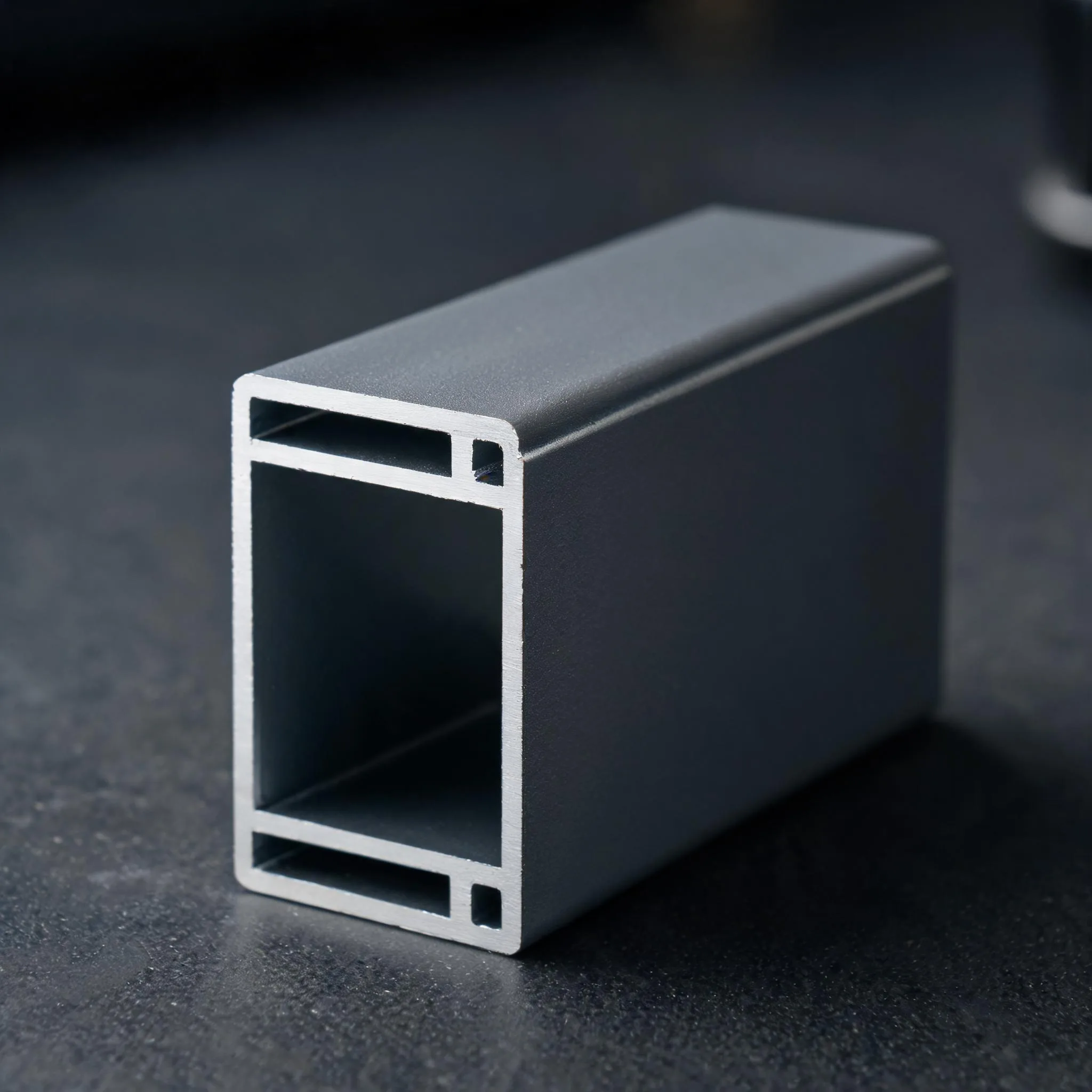 Marine-grade aluminum frame section detail showing wall thickness and powder coat