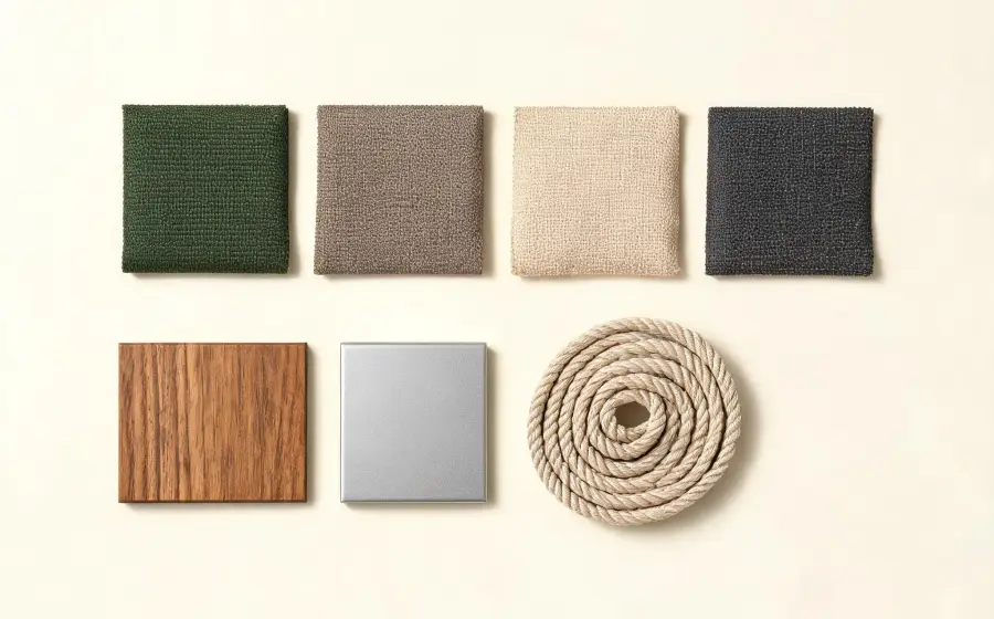 Fabric and finish color swatches