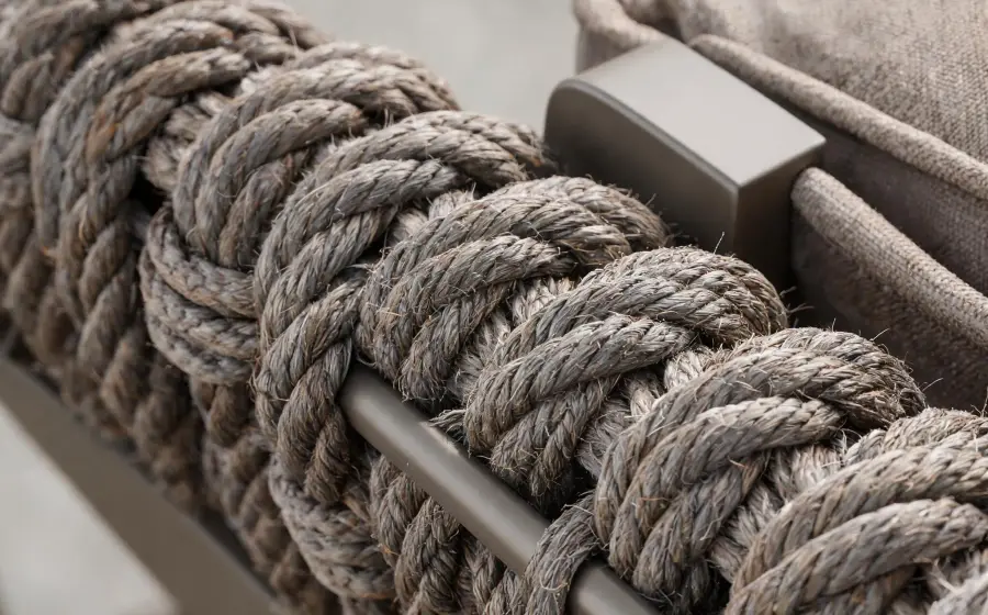 Weather-resistant rope weave close-up