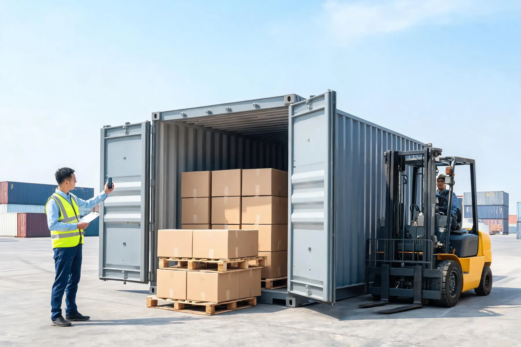 Optimization and supervision of 40HQ container loading for outdoor furniture exports.