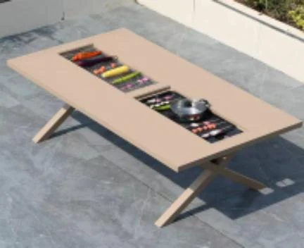 SV-F0209 Outdoor Table with Grill Opening · Cross-leg base