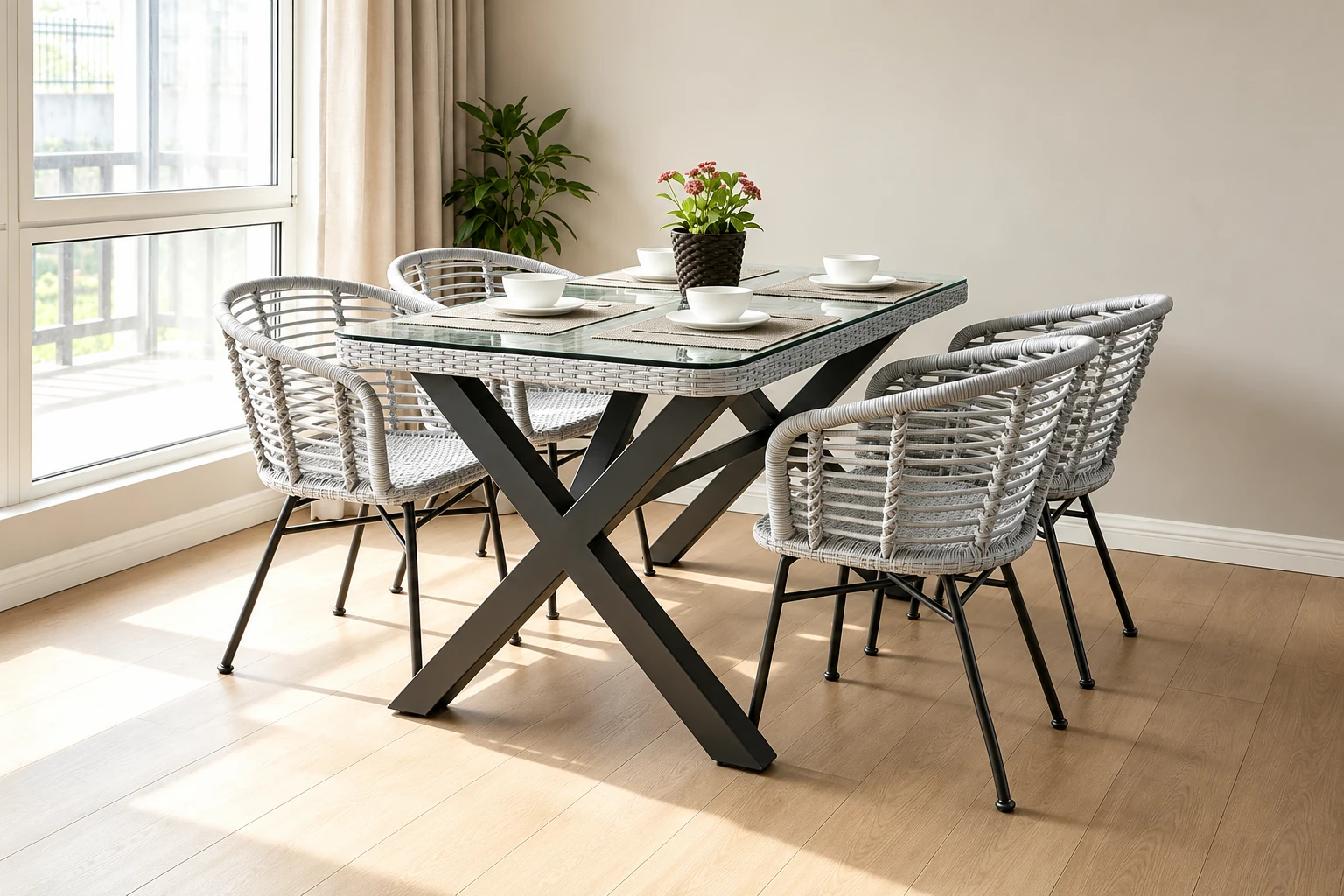 SV-S0066 Cross-Base Outdoor Dining Set