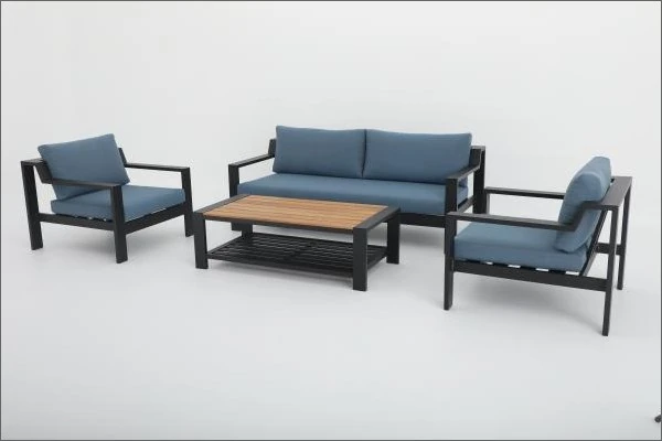 SV-S0072 Blue-Cushion Patio Lounge Set — Two-seat sofa option
