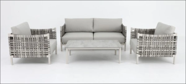 SV-S0075 Grid-Weave Garden Sofa Set — Two-seat sofa option