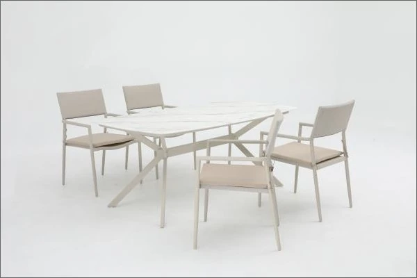 SV-S0080 Slim Light-Frame Outdoor Dining Set — Rectangular dining table option