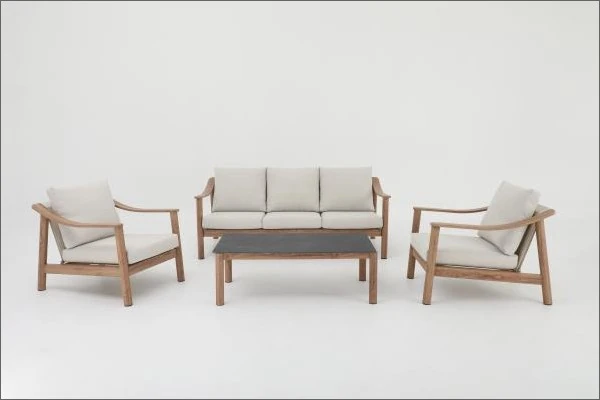 SV-S0083 Warm-Tone Angled-Frame Lounge Set — Two-seat sofa option