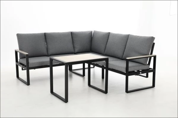 SV-S0090 Box-Frame Corner Patio Lounge Set — Armless seat module option