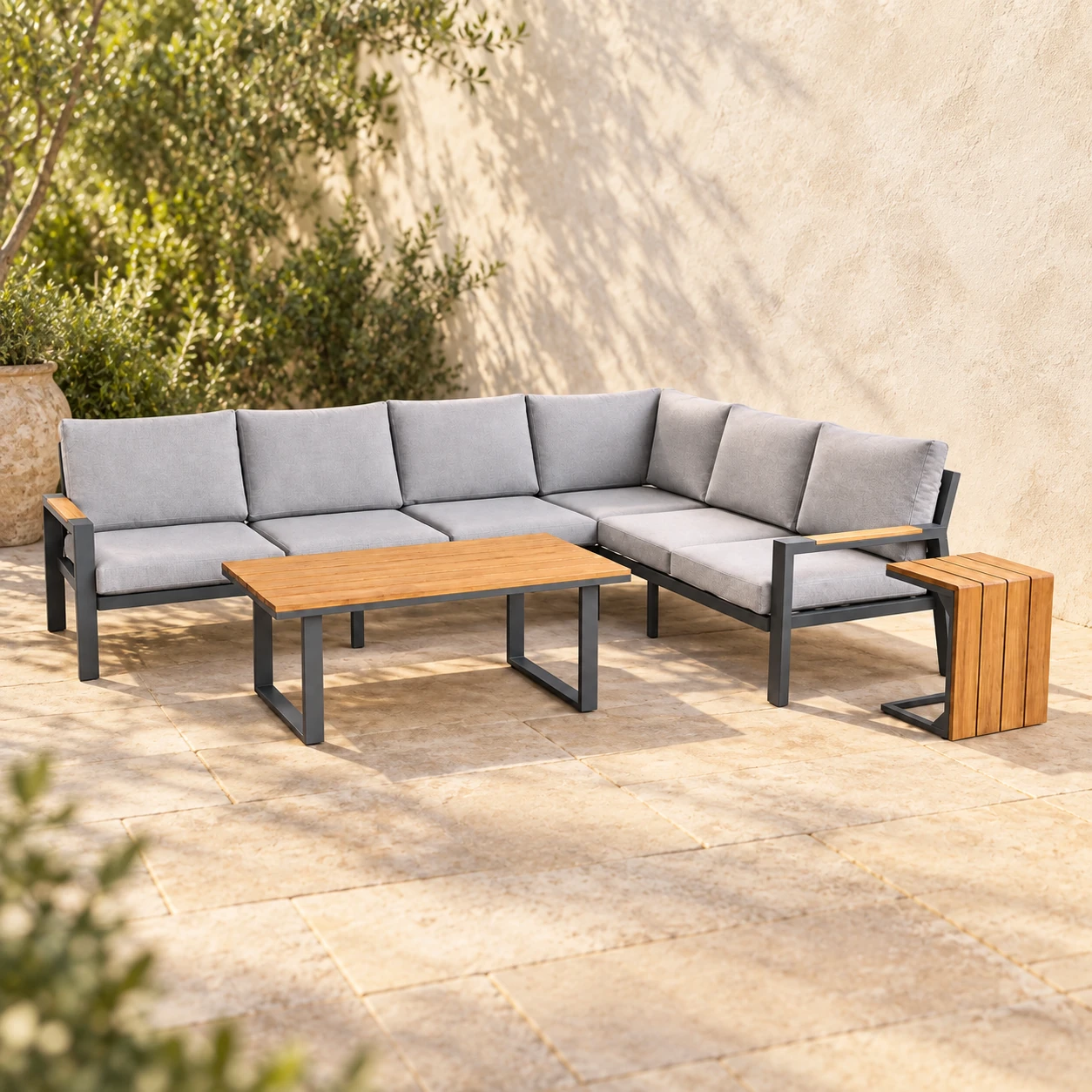 SV-S0100 Corner Lounge with Wraparound Side Table — Armless seat module option