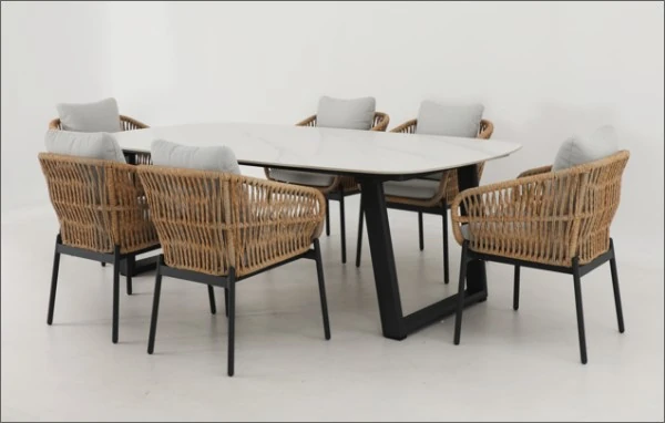 SV-S0102 Warm-Weave Outdoor Dining Set — Rectangular dining table option