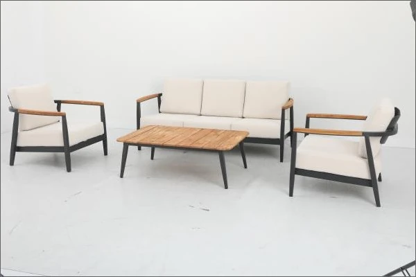SV-S0104 Slatted-Table Garden Lounge Set — Two-seat sofa option