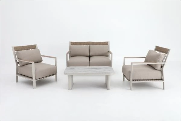 SV-S0113 Panel-Back Outdoor Sofa Set — Two-seat sofa option