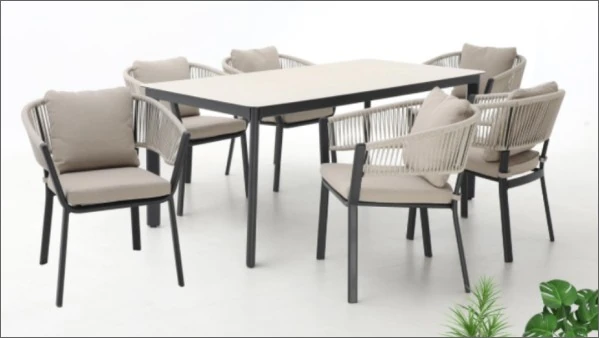 SV-S0117 Cushioned Wraparound Dining Set — Rectangular dining table option