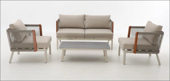 SV-S0119 Warm-Arm Vertical-Weave Lounge Set — Two-seat sofa option