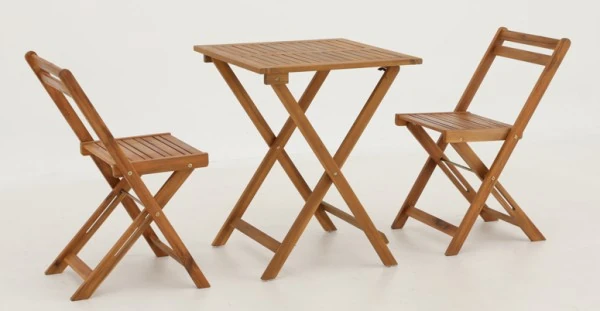 SV-S0128 Cross-Leg Slatted Bistro Set — Square dining table option