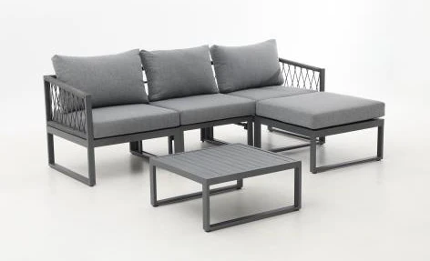 SV-S0129 Compact Corner Lounge with Slatted Coffee Table — Armless seat module option