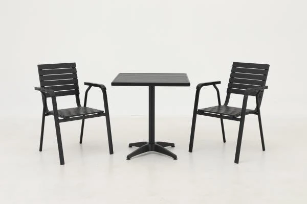SV-S0130 Slatted-Chair Square Bistro Set — Square dining table option