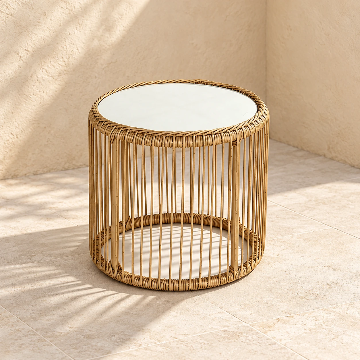 SV-S0134 Cylindrical Woven Side Table — Ø45 cm — Round side table option
