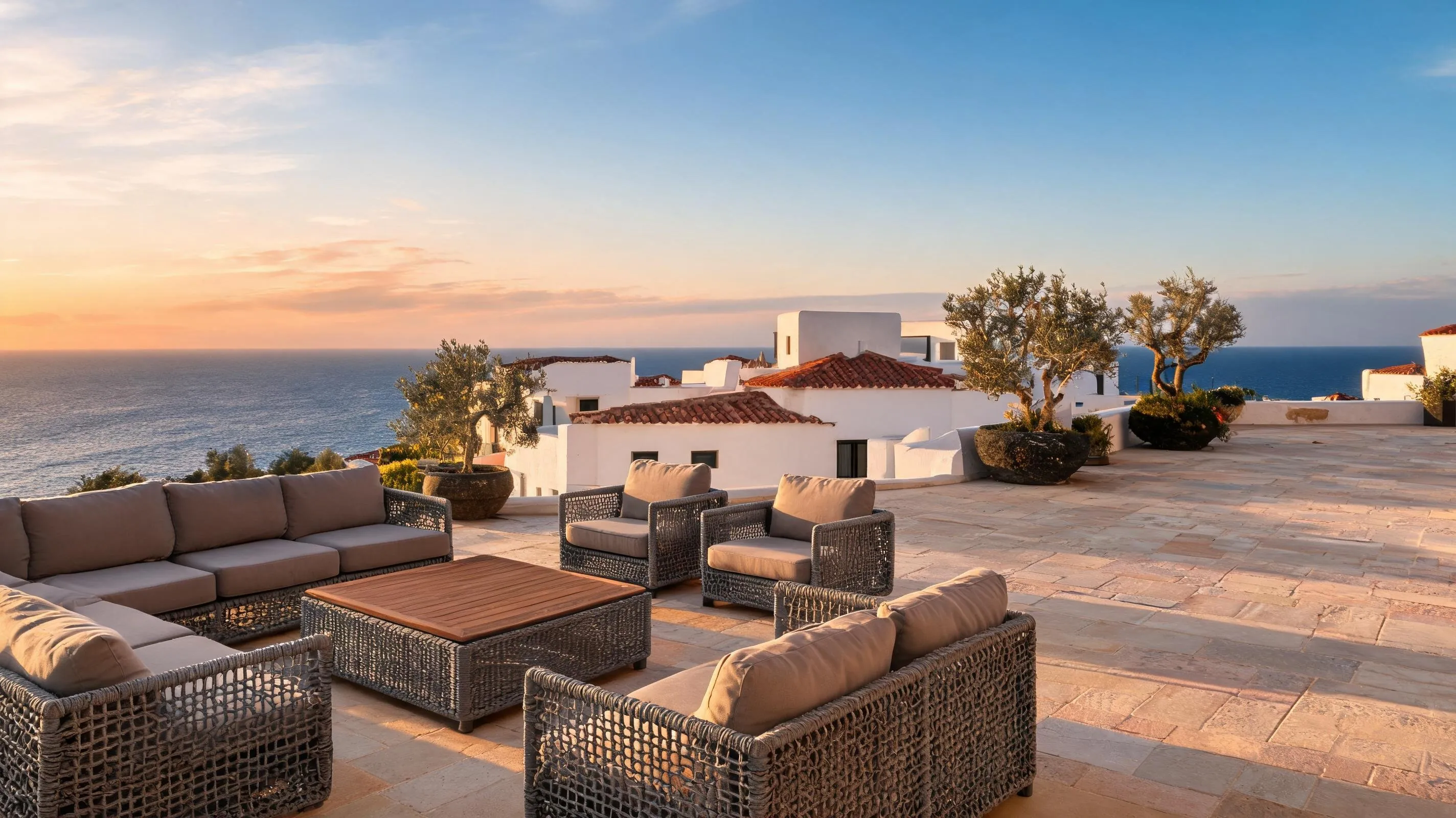 Mediterranean boutique hotel outdoor lounge project